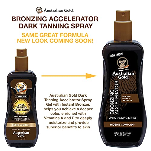 Australian Gold Dark Tanning Accelerator Spray Gel With Bronzer | 8 Fl Oz, Mu...