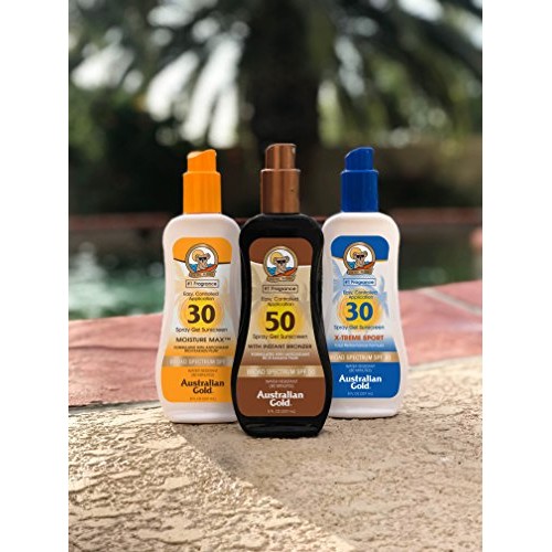 Australian Gold Spray Gel Sunscreen with Instant Bronzer SPF 50, 8 Ounce | Mo...