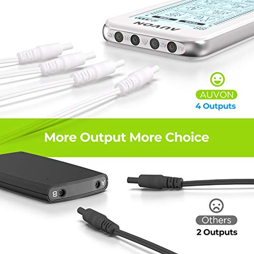 AUVON 4 Outputs TENS Unit EMS Muscle Stimulator Machine for Pain Relief Thera...