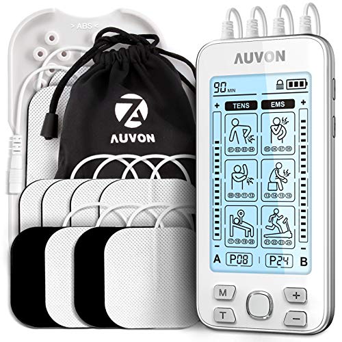 AUVON 4 Outputs TENS Unit EMS Muscle Stimulator Machine for Pain Relief Thera...