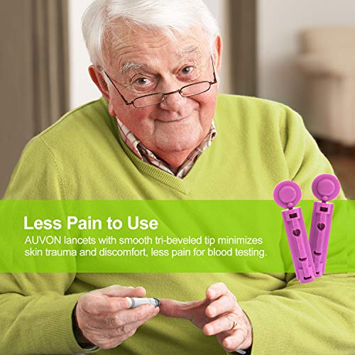 AUVON Blood Lancets, 30 Gauge 100 Twist Top Lancets with Less Pain Design Fit...