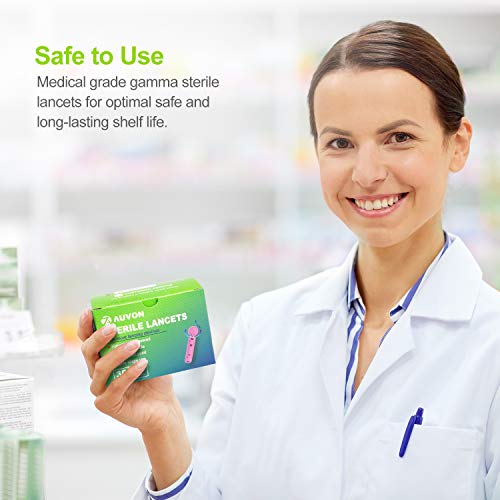 AUVON Blood Lancets, 30 Gauge 100 Twist Top Lancets with Less Pain Design Fit...