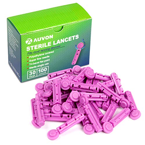 AUVON Blood Lancets, 30 Gauge 100 Twist Top Lancets with Less Pain Design Fit...