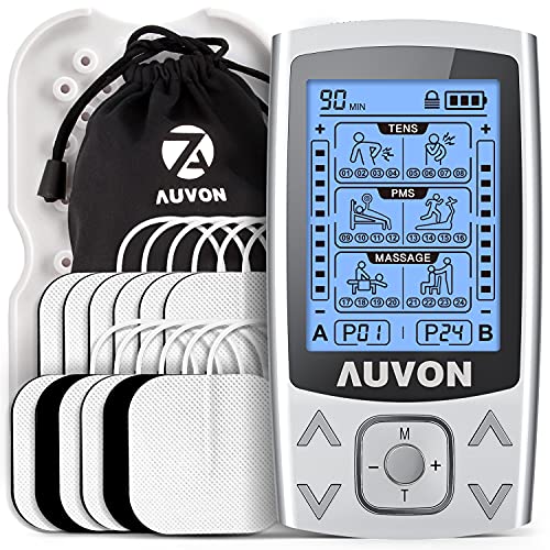AUVON Dual Channel TENS EMS Unit 24 Modes Muscle Stimulator for Pain Relief, ...