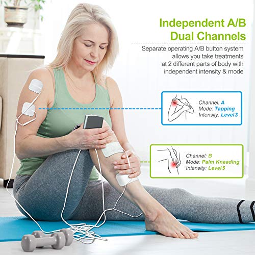 AUVON Dual Channel TENS Unit Muscle Stimulator (Family Pack), 20 Modes Rechar...