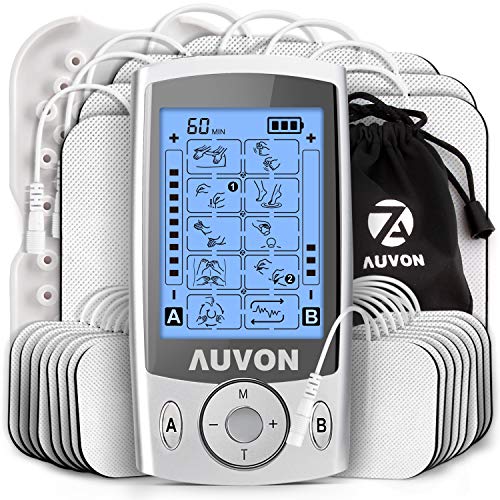 AUVON Dual Channel TENS Unit Muscle Stimulator (Family Pack), 20 Modes Rechar...