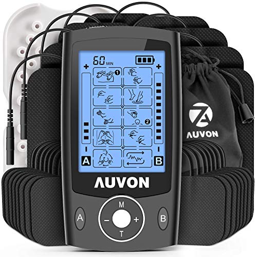 AUVON Dual Channel TENS Unit Muscle Stimulator (Family Pack), 20 Modes Rechar...