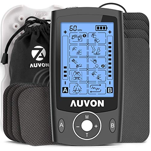 AUVON Dual Channel TENS Unit Muscle Stimulator Machine with 20 Modes, 2" and ...
