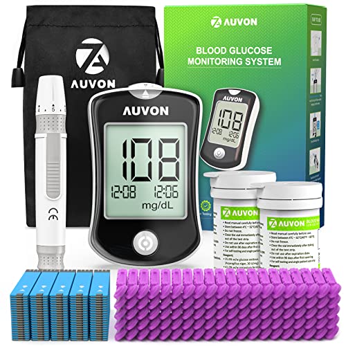 AUVON High-Tech Blood Sugar Test Kit, Diabetes Glucose Monitor with 100 Gluco...