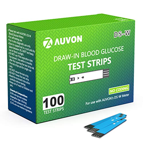 AUVON I-QARE DS-W Draw-in Blood Glucose Test Strips (100 Count) for use with ...