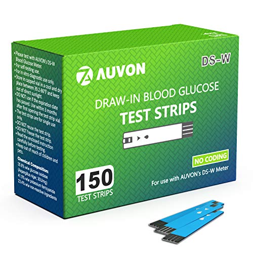 AUVON I-QARE DS-W Draw-in Blood Glucose Test Strips (150 Count) for use with ...