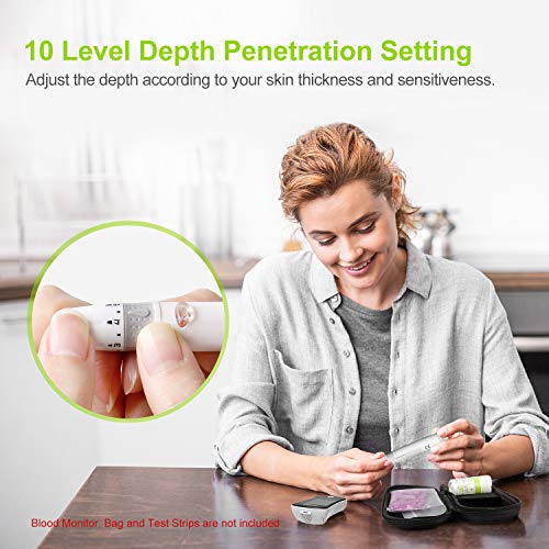 AUVON Lancing Device with Less Pain Design, Blood Sample Pen and Twist Top 10...