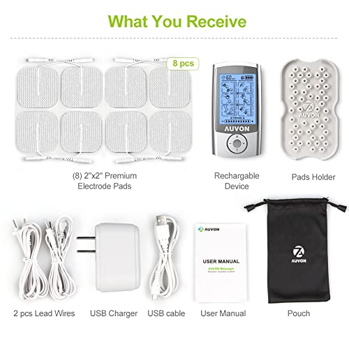 AUVON Rechargeable TENS Unit Muscle Stimulator, 24 Modes 4th Gen TENS Machine...