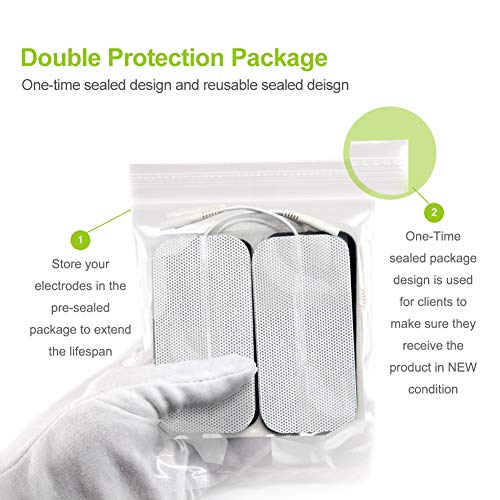 AUVON TENS Unit Pads 2"X4" 8 Pcs, 3rd Gen Latex-Free Rectangular Replacement ...
