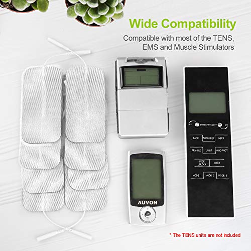 AUVON TENS Unit Pads 2"X4" 8 Pcs, 3rd Gen Latex-Free Rectangular Replacement ...