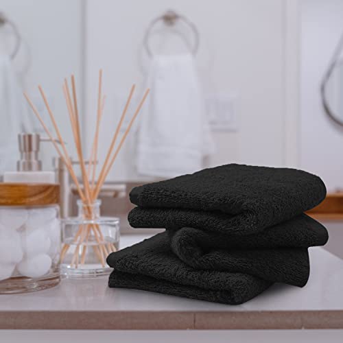 Avalon Salon Towels – 24 Pack Black Hand Towels 100% Cotton Spa Towels – 16x2...