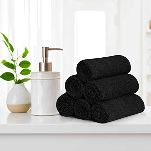 Avalon Salon Towels – 24 Pack Black Hand Towels 100% Cotton Spa Towels – 16x2...