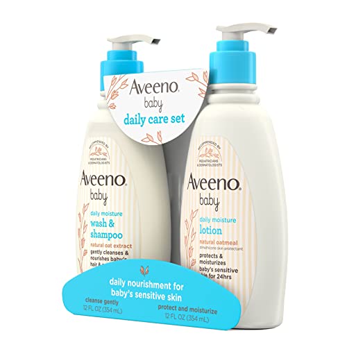 Aveeno Baby Daily Care Gift Set with Natural Oat Extract & Oatmeal, Contains ...