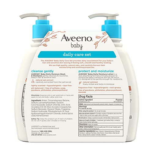 Aveeno Baby Daily Care Gift Set with Natural Oat Extract & Oatmeal, Contains ...