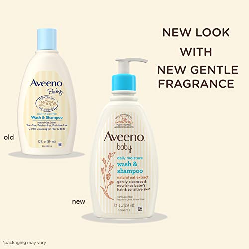 Aveeno Baby Daily Moisture Gentle Body Wash & Shampoo with Oat Extract, 2-in-...