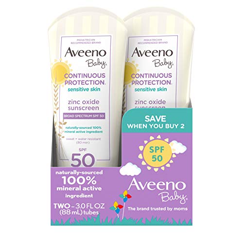 Aveeno Baby Continuous Protection Zinc Oxide Mineral Sunscreen Lotion for Sen...