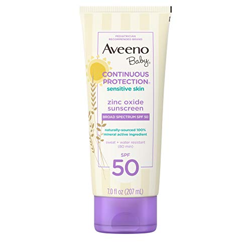 Aveeno Baby Continuous Protection Zinc Oxide Mineral Sunscreen Lotion for Sen...