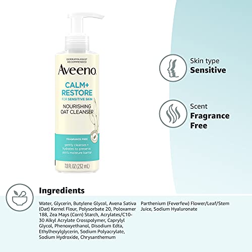 Aveeno Calm and Restore Nourishing Oat Cleanser - 7.8 fl oz