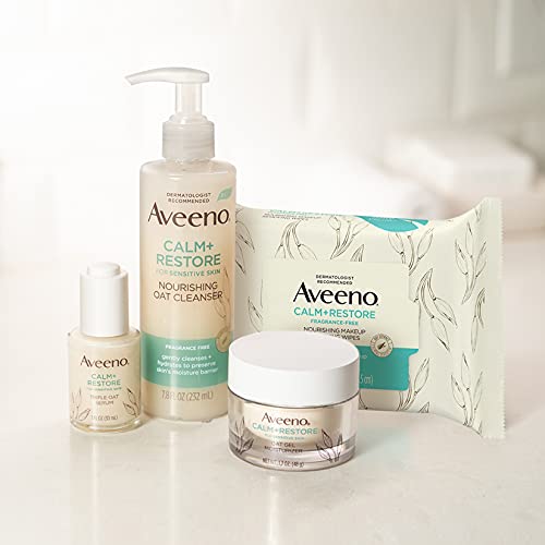 Aveeno Calm + Restore Nourishing Makeup Remover Face Wipes, 100% Plant-Based ...