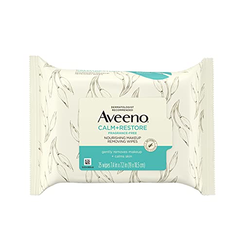 Aveeno Calm + Restore Nourishing Makeup Remover Face Wipes, 100% Plant-Based ...