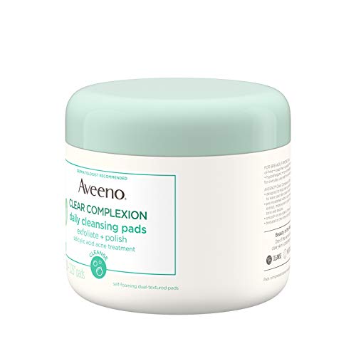 Aveeno Clear Complexion Daily Facial Cleansing Pads with Salicylic Acid Acne ...