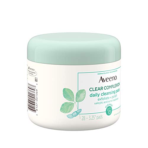 Aveeno Clear Complexion Daily Facial Cleansing Pads with Salicylic Acid Acne ...