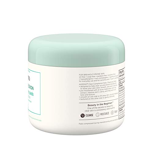 Aveeno Clear Complexion Daily Facial Cleansing Pads with Salicylic Acid Acne ...
