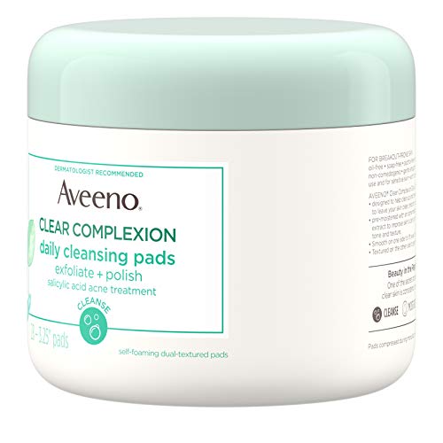 Aveeno Clear Complexion Daily Facial Cleansing Pads with Salicylic Acid Acne ...