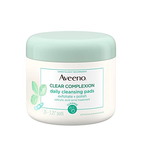 Aveeno Clear Complexion Daily Facial Cleansing Pads with Salicylic Acid Acne ...