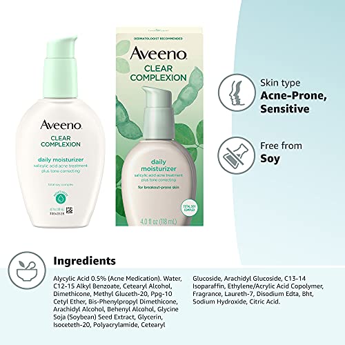 Aveeno Clear Complexion Salicylic Acid Acne-Fighting Daily Face Moisturizer f...