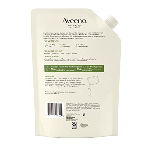 Aveeno Daily Moisturizing Body Wash, Soothing Oat, Refill, 36 Fl. Oz