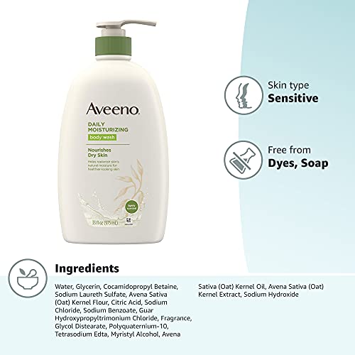 Aveeno Daily Moisturizing Body Wash with Soothing Oat Creamy Shower Gel (Soap...