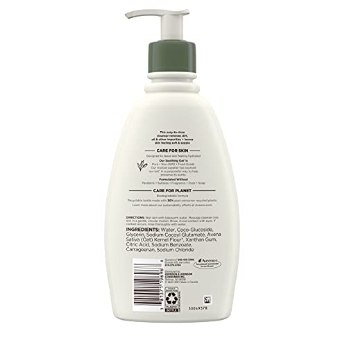 Aveeno Daily Moisturizing Facial Cleanser with Soothing Non-GMO Oat, Hydratin...