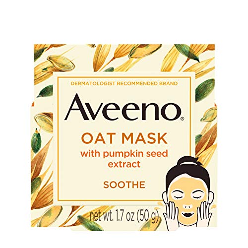 Aveeno Oat Face Mask with Soothing Pumpkin Seed Extract and Feverfew Extract,...