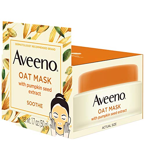 Aveeno Oat Face Mask with Soothing Pumpkin Seed Extract and Feverfew Extract,...