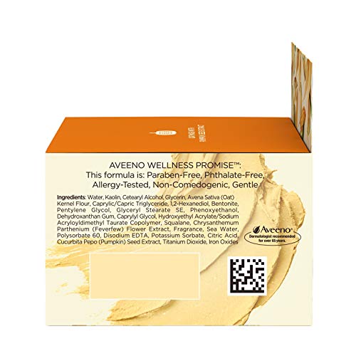 Aveeno Oat Face Mask with Soothing Pumpkin Seed Extract and Feverfew Extract,...