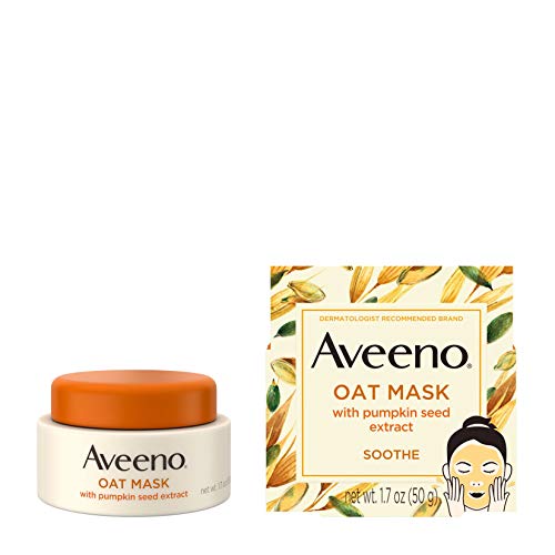 Aveeno Oat Face Mask with Soothing Pumpkin Seed Extract and Feverfew Extract,...