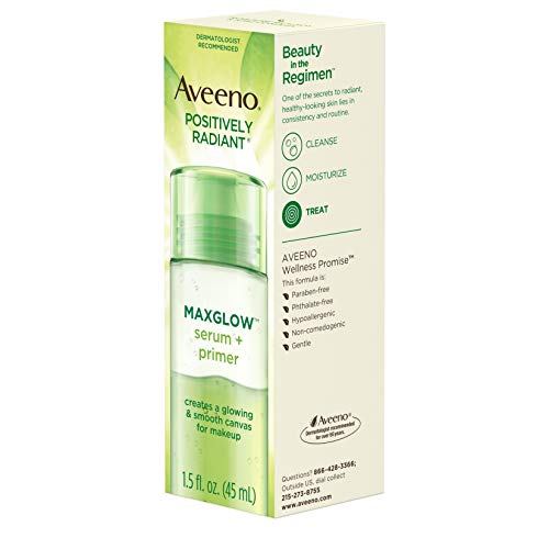 Aveeno Positively Radiant MaxGlow Hydrating Face Serum + Primer with Moisture...