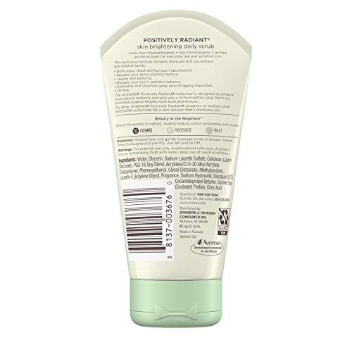 Aveeno Positively Radiant Skin Brightening Exfoliating Daily Facial Scrub, Mo...