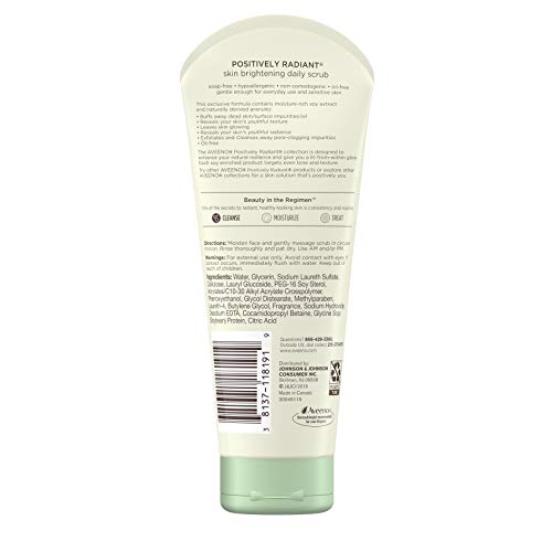 Aveeno Positively Radiant Skin Brightening Exfoliating Daily Facial Scrub Wit...