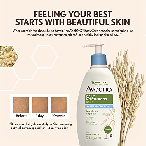 Aveeno Sheer Hydration Daily Moisturizing Lotion for Dry Skin with Soothing O...
