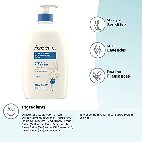 Aveeno Skin Relief 24-Hour Moisturizing Lotion for Sensitive Skin with Natura...