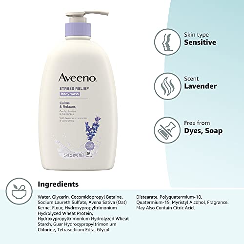 Aveeno Stress Relief Body Wash with Soothing Oat Lavender Chamomile & Ylang-Y...