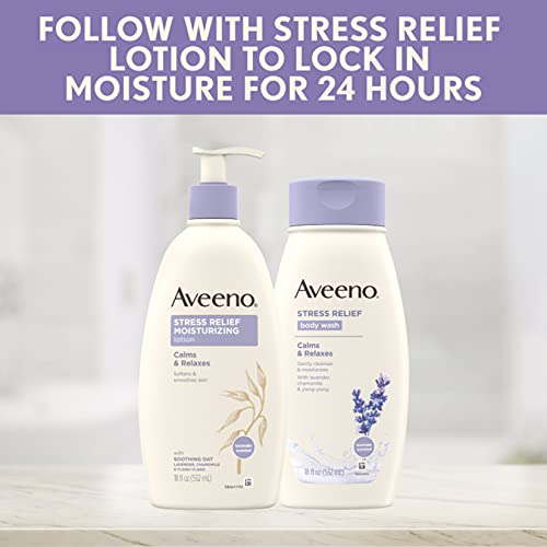 Aveeno Stress Relief Body Wash with Soothing Oat Lavender Chamomile & Ylang-Y...