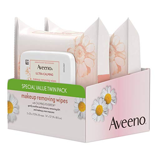 Aveeno Ultra-Calming Makeup Removing Facial Cleansing Wipes with Calming Feve...